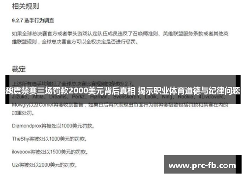 魏震禁赛三场罚款2000美元背后真相 揭示职业体育道德与纪律问题 魏震禁赛三场罚款2000美元背后真相 揭示职业体育道德与纪律问题